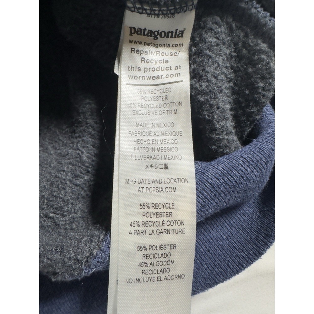 Patagonia Sweatshirt Women Medium Ridge Rise Stripe Uprisal Blue Organic Cotton - Picture 5 of 11